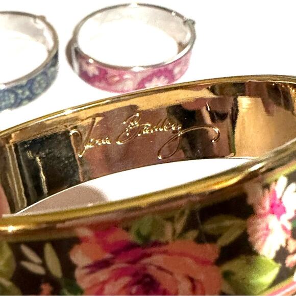 Vera Bradley Set of Three (3) Enameled Pattern Metal Cuff Bracelets - Picture 2 of 6